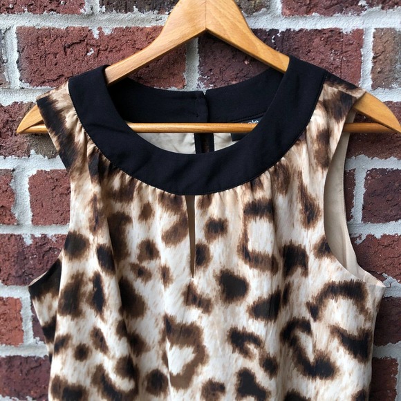 Nicole Miller Animal Print Keyhole Neck Dress Size 12 - Picture 2 of 6